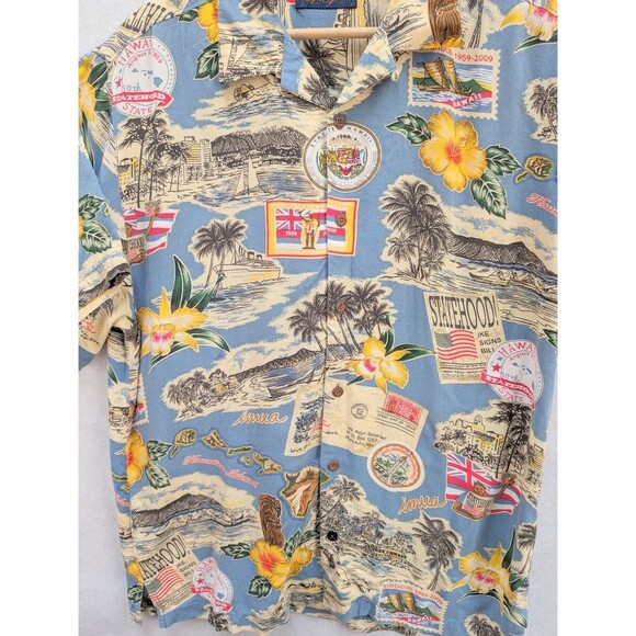 Vintage Reyn Spooner Shirt Sz M Commentating 50 Years of Hawaiian Statehood - Picture 3 of 7